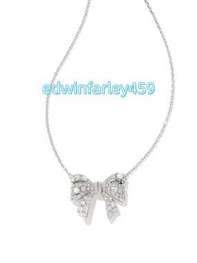 Krista Silver Bow Short Pendant Necklace in White